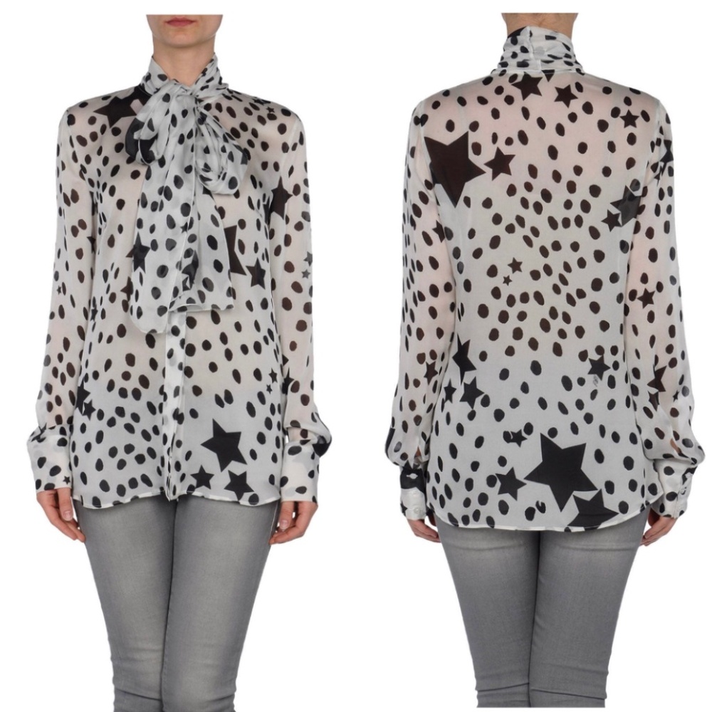 NWT! ELITE Francesco Scognamiglio Star Bow Scarf Blouse IT 44 SILK